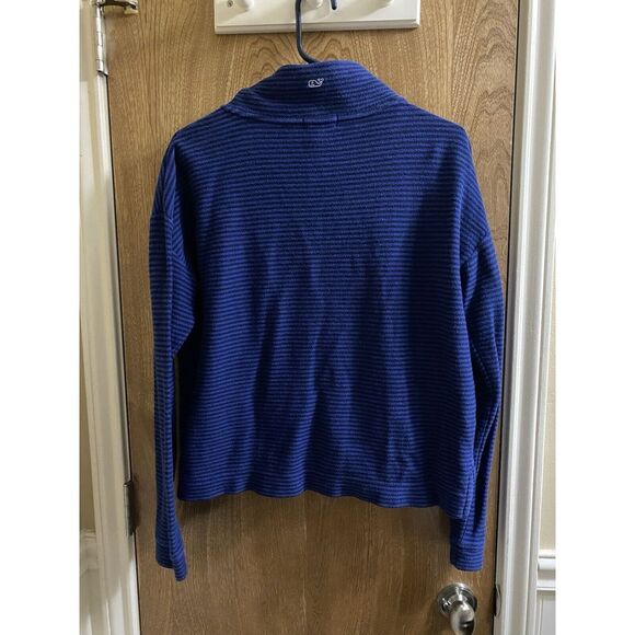 Vineyard Vines 100% Cotton Blue Striped Full Zip Jacket Women's Size M Logo - Picture 9 of 14